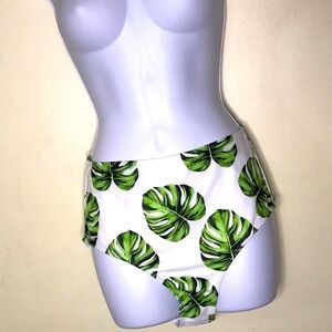 Ziola High Waisted and Leaf Print Bikini Bottom